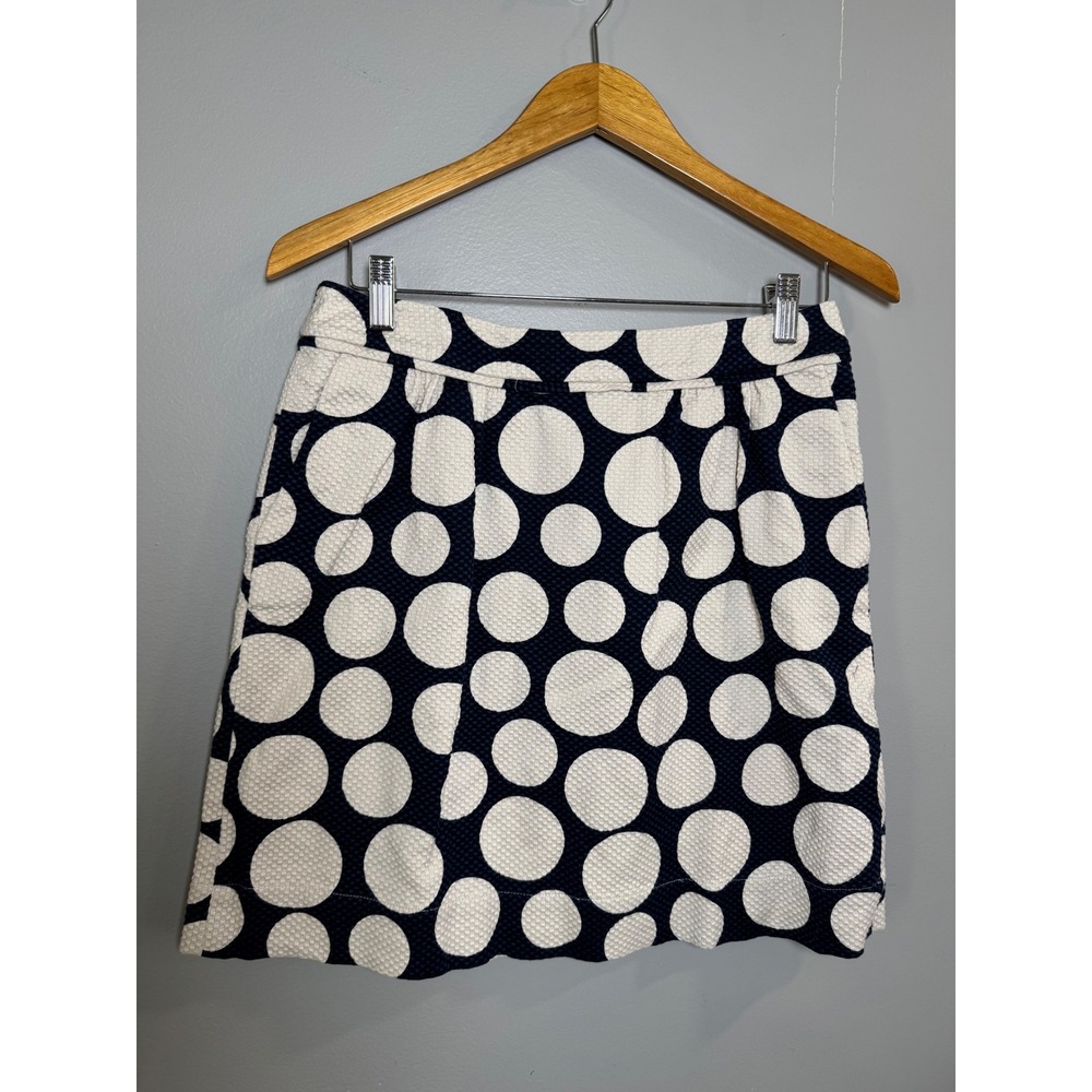 Boden Navy White Polka Dot Textured A-Line Skirt US 8 UK 12 W6484